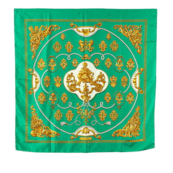 Hermes Hermès Carré 90 Sesame Scarf, Green Silk, Women's - Picture 1 of 5